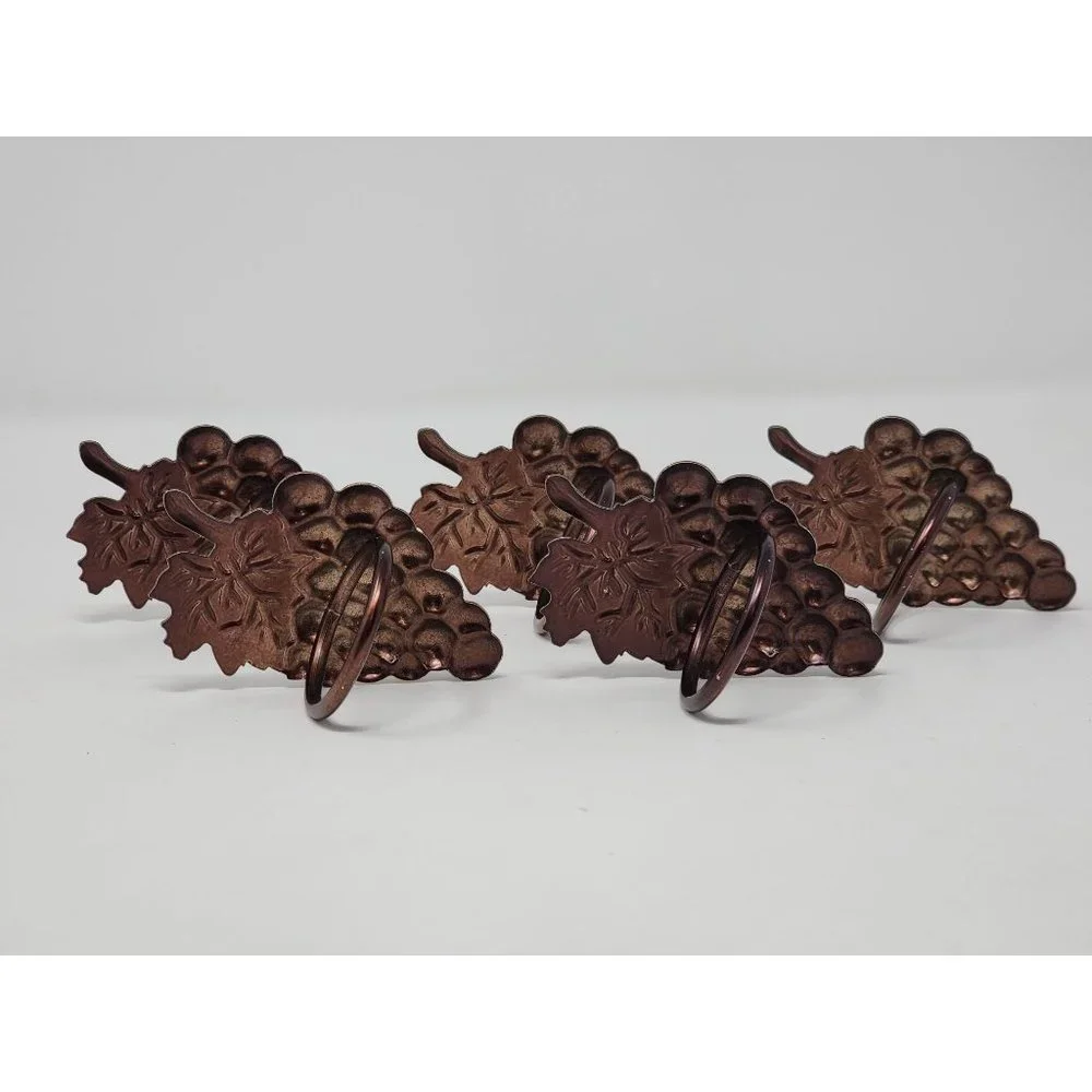 Vintage Metal Grapevine Napkin Rings Brushed Brass Or Gold Tone Set Of‎ 5